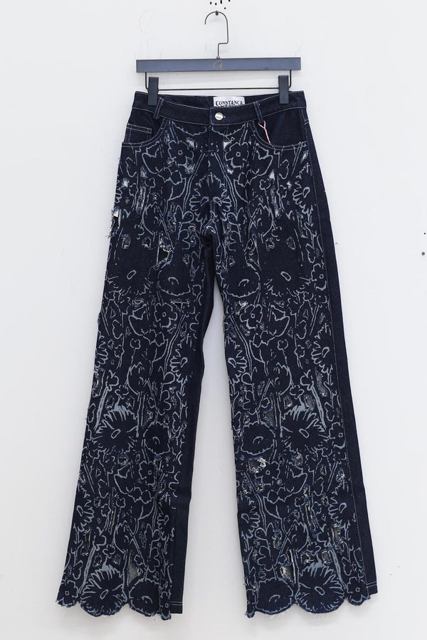 CONSTANÇA ENTRUDO laser cut floral print denim trousers SS23_TRO02